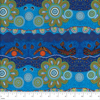 Home Country (Blue) - Aboriginal design Fabric