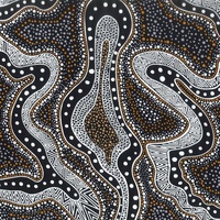 Possum Land & Water Dreaming [Black] - Aboriginal design Fabric