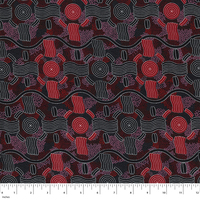 Rain Dreaming (Red) - Aboriginal design Fabric