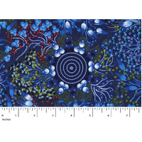 Bush Fruits (Blue) [RAYON] - Aboriginal design Fabric