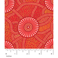 Kangaroo Path 2 (Coral) [RAYON] - Aboriginal design Fabric