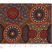 Wild Bush Banana &amp; Tomato (Orange) [RAYON] - Aboriginal design Fabric