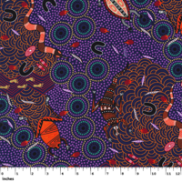 Around Waterhole (Purple) - [SCRAP .60cm ] Aboriginal design Fabric