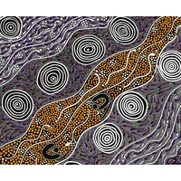 Bush Camp (Purple) - [SCRAP 2M] Aboriginal design Fabric