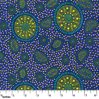 Bush Onions &amp; Wild Flowers (Purple) [SCRAP 1M] - Aboriginal design Fabric