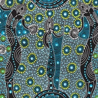 Dancing Spirit [Blue] (SCRAP 1.5M) - Aboriginal design Fabric