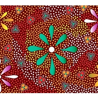 Flowers in the Desert (Red) - [SCRAP .75M] -  Aboriginal design Fabric