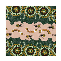 Gathering Bush Food (Green)[SCRAP 1.5M] - Aboriginal design Fabric