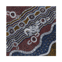 Goanna Dreaming (Black) [SCRAP 1.7M] - Aboriginal design Fabric