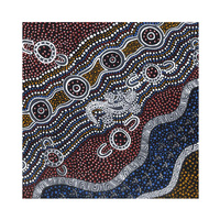 Goanna Dreaming (Black) [SCRAP 0.85M] - Aboriginal design Fabric