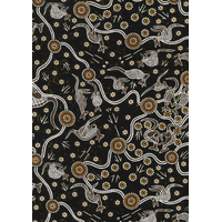 Kangaroo Dreaming 2 (Tan) [SCRAP 0.8M] - Aboriginal Design Fabric