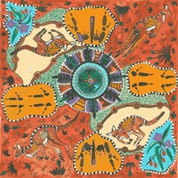 Mirram Mirram Aka (Red) [SCRAP1M]- Aboriginal design Fabric