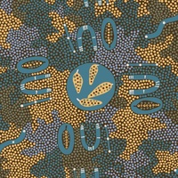 Passionfruit Dreaming (Blue) [SCRAP 3M]- Aboriginal design Fabric