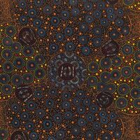 Women Collecting Water (Orange) SCRAP [1.5M] - Aboriginal Design Fabric