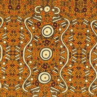 Water Dreaming (Yellow) [SCRAP 1M]- Aboriginal design Fabric 
