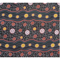 Wild Beans (Black) [SCRAP 0.4M] - Aboriginal design Fabric