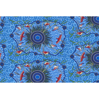Yeerung (Blue) - Aboriginal design Fabric SCRAP [.25m]