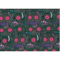 Snake Goanna Bush Tucker (Pink) - Aboriginal design Fabric