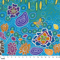 Summertime Rainforest (Blue) - Aboriginal design Fabric