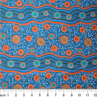 Wild Beans (Blue) - Aboriginal design Fabric