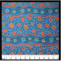 Wild Beans (Blue) [SCRAP 0.50M]- Aboriginal design Fabric