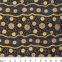 Wild Beans (Gold) - Aboriginal design Fabric