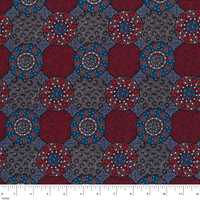 Wildflowers &amp; Bush Tucker (Red) - Aboriginal design Fabric