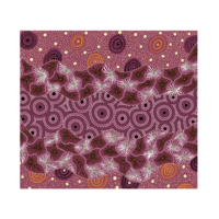 Wild Seed &amp; Waterhole (Red) - Aboriginal design Fabric