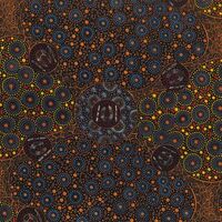 Women Collecting Water (Orange) - Aboriginal Design Fabric