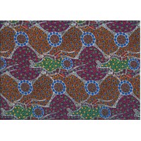 Women Dancing Near Waterhole (Multi) - Aboriginal design Fabric