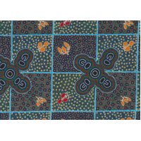 Women Gather Bush Tucker (Blue) - Aboriginal design Fabric