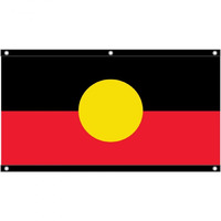 Aboriginal SOUVENIR Flag with EYELETS (1500 x 750) - Screen-Printed Knitted Polyester