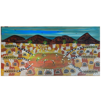 Dancing on Sacred Grounds - Original Aboriginal Art Stretched Canvas (120cm x 60cm)