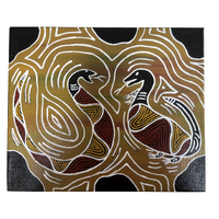 Original Aboriginal Art Painting Stretched Canvas (25cmx30cm) - Goanna and Black Snake