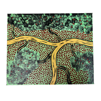 Original Aboriginal Art Painting Stretched Canvas (25cmx30cm) - Rain and Wet on the Red Ochre Lands