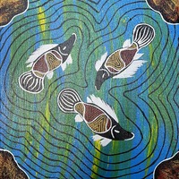 Original Aboriginal Art Painting Stretched Canvas (30x30) - Gayu (Yellow Belly)