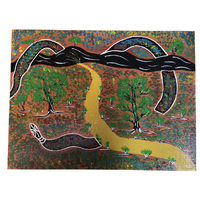 Original Aboriginal Art Stretched Canvas (40cm x 30cm) - Rainbow Serpent Country
