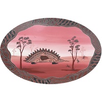 David Miller Aboriginal Art/Painting Stretched Oval Canvas (80cm x 55cm) - Echidna