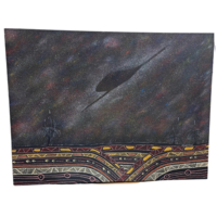 David Miller Aboriginal Art Stretched Canvas (1m x 0.76m) - Emu in the Night Sky