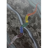 David Miller Aboriginal Art/Painting Stretched Canvas (60cm x 80cm) - Rainbow Serpent