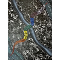 David Miller Aboriginal Art/Painting Stretched Canvas (60cm x 80cm) - Rainbow Serpent
