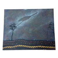 David Miller Aboriginal Art Stretched Canvas (76cm x 60cm) - Emu in the Night Sky