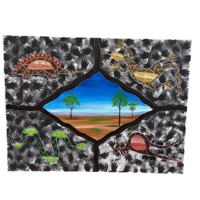 David Miller Aboriginal Art Stretched Canvas (100cm x 75cm) - Blue Landscape Country