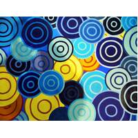 Stephen Hogarth Stretched  Original Aboriginal Art Canvas (144cm x 95cm) - Circles (Blue)