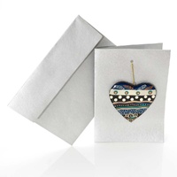 Better World Aboriginal Art Heart Decoration Card [Silver] - Land &amp; Sea