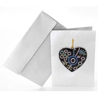 Better World Aboriginal Art Heart Decoration Card [Silver] - Pikilyi