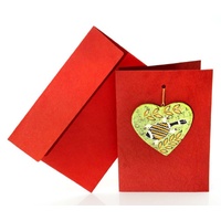 Better World Aboriginal Art Heart Decoration Card [RED] - Long Neck Turtle