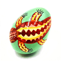 Crocodile &amp; Barramundi BOXED Handmade Decorative Lacquered Egg &amp; Stand - Better World Aboriginal Art