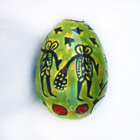 Better World Aboriginal Art Handpainted Decorative Lacquered Egg &amp; Stand - Ngurunderi