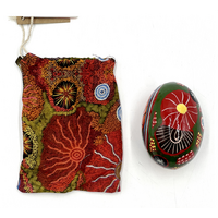 Better World Aboriginal Art Handmade Decorative Lacquered Egg &amp; Stand + Giftbag - Travel Through Country